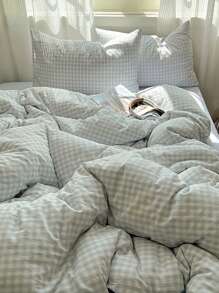 3pcs 100% Polyester Nordic Plaid Duvet Cover Set, 2 Pillow Shams + 1 Duvet Cover (No Bed Sheet) - Multicolor - View 5