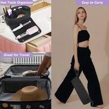 [2-Color Options] Large Capacity Heat-Resistant Storage, Zipper Closure, Minimalist & Fashionable Hair Straightener Storage Bag, Home/Travel/Holiday Gift, Pink/Black Available, Women-Specific Hair Styling Tool Organizer
