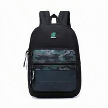 Mochila Masculina Escolar Spector Casual Juvenil Resistente Camuflada - Preto e Camuflado - Visão 1