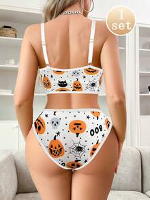 Damen Leopard Muster BH und Slip Set, drahtloser dünner Sport-BH Unterwäsche Set