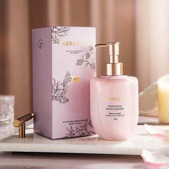 MERCILEN Loción corporal blanqueadora e hidratante Meng Xi Lan (caja rosa) 260g, ligera e hidratante, suave y radiante, suave y sedosa