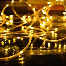Solar Rope Lights,  LED Solar String Lights, 8 Modes Waterproof Solar Powered Outdoor Light, Flexible Clear Tube Light For Garden Backyard Patio Deck Pool Tree Decor - 暖白色 - 查看 3