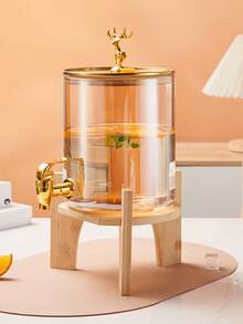 1 件玻璃饮料分配器，带金鹿和支架，适合果汁/苏打水，也适合冰茶/水果饮料，非常适合圣诞节、感恩节派对，用于派对饮料/日常茶点