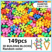 58/97/149pcs Plum Blossom 3D Snowflake DIY Building Block Set - Educational Plastic Building Toy, Creative Toy For Imagination, Halloween Gift, Back-To-School Gift, Halloween Gift, Christmas Gift, Colorful Building Blocks