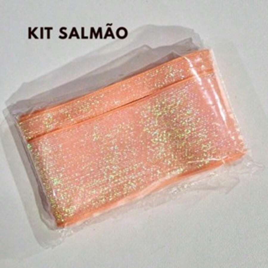 Sponged Velvet Ribbon Kit With Glitter - Salmon - View 1
