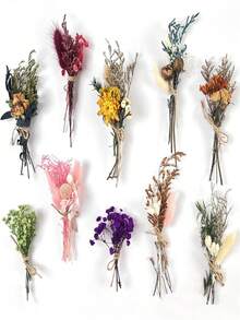 4/12 piezas Ramo de flores secas mini, flores secas naturales mixtas de estilo bohemio, decoración de flores secas hechas a mano mini para boda, marco de fotos, caja de regalo, jarrón, decoraciones para el hogar DIY (Serie verde)