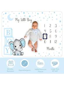 1 pièce Couverture de jalons mensuels pour garçon et fille - Premium extra douce pour la baby shower - Décoration de chambre d'enfant nouveau-né - Capturer la croissance - Avec cadres - Multicolore - Voir 10