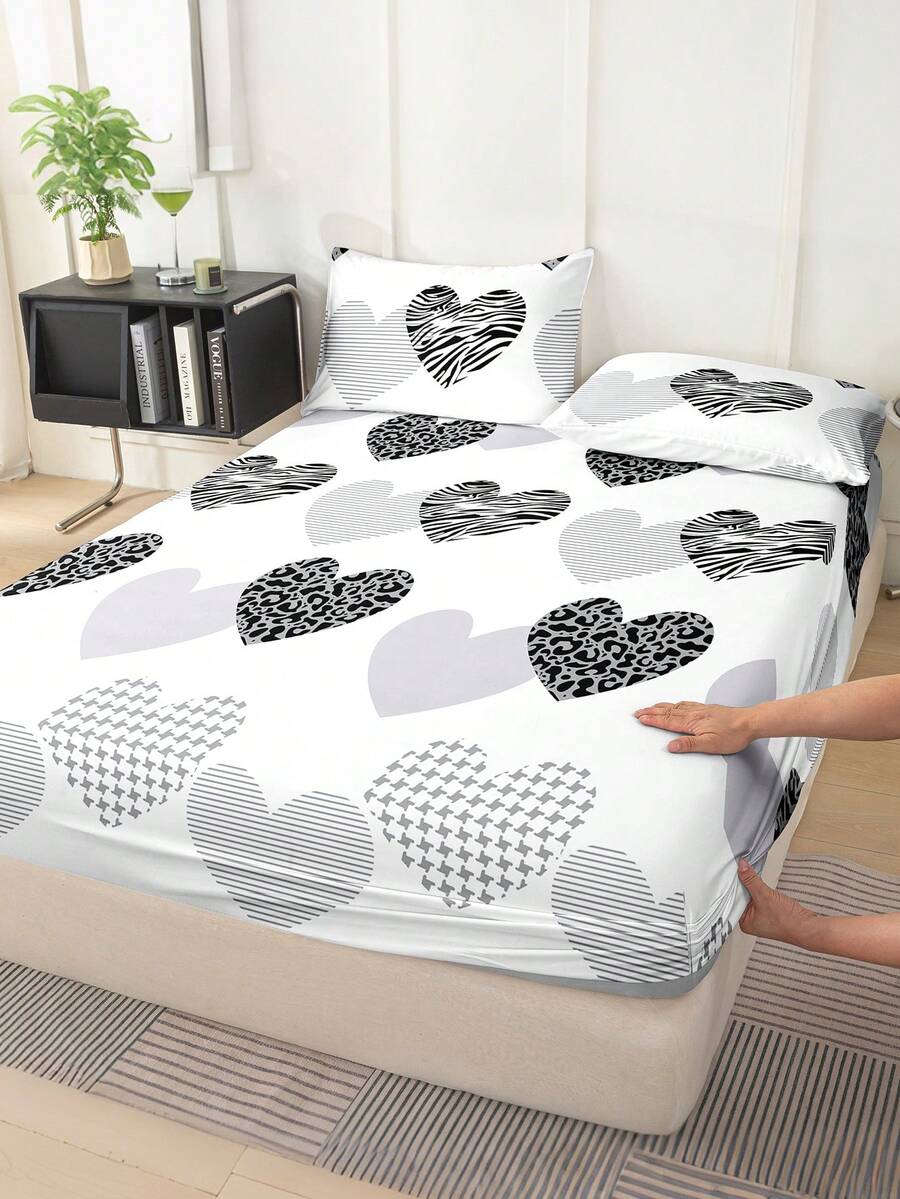1 pieza Sábana ajustable con estampado de leopardo, ropa de cama, sábana ajustable, cubierta de colchón, protector de colchón suave y cómodo para el dormitorio, solo sábana ajustable, lavable a máquina