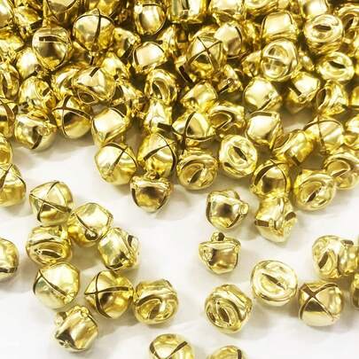 100PCS Christmas Golden Cross Jingle Bells,Mini Craft Bells For Christmas Festival Decoration,Home Decor,DIY Jewelry Making Supplies Pendant Gift Packaging Accessories, Christmas Gift Room Decor