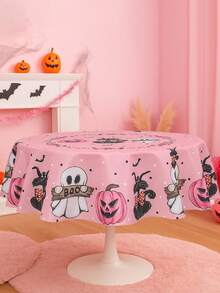 1 pièce Nappe ronde décorative rose pour Halloween, nappe en polyester avec motif de citrouille fantôme et chat noir, décoration de table pour fête d'Halloween, Trick or Treat, fantôme BOO, décoration de célébration d'Halloween, nappe rose pour fête, décoration de fête pour dames, décoration de table de salle à manger pour Halloween, décoration de cuisine et salle à manger, décoration d'intérieur, nappe de haute qualité et durable, petit cadeau d'Halloween, petit cadeau de fête - Halloween Rose BOO - Voir 7