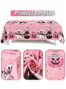 1 pièce Nappe ronde décorative rose pour Halloween, nappe en polyester avec motif de citrouille fantôme et chat noir, décoration de table pour fête d'Halloween, Trick or Treat, fantôme BOO, décoration de célébration d'Halloween, nappe rose pour fête, décoration de fête pour dames, décoration de table de salle à manger pour Halloween, décoration de cuisine et salle à manger, décoration d'intérieur, nappe de haute qualité et durable, petit cadeau d'Halloween, petit cadeau de fête - Halloween Rose BOO - Voir 11