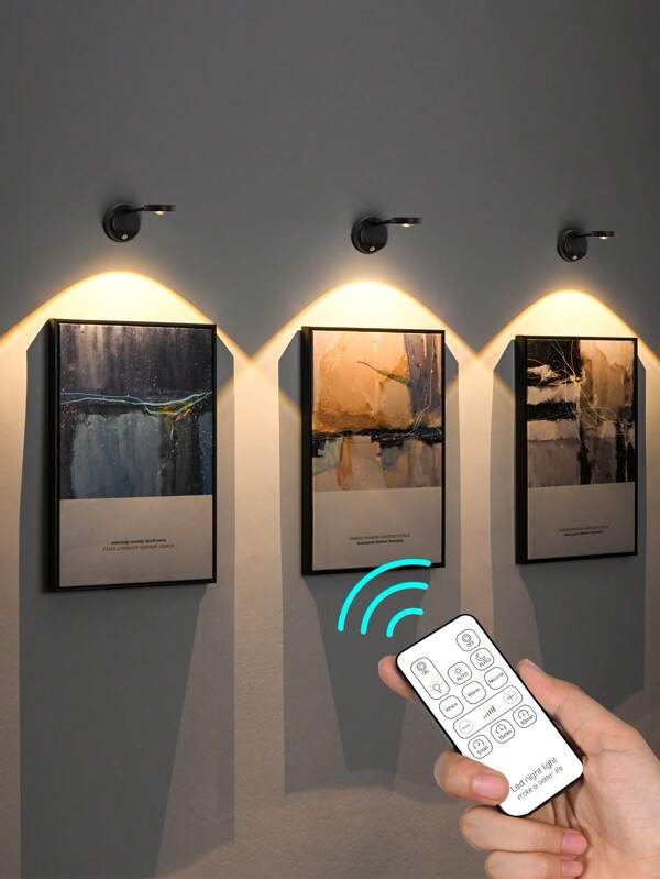 Motion Sensor Spotlight With Remote Control, USB Rechargeable Acrylic Lampshade, Plastic Semi-Recessed Detachable Spotlight, Battery Powered (1200mAh Lithium Battery), Infrared Sensor, Adjustable Brightness And Timer, Wall-Mounted Artwork Lighting