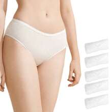 Ropa interior desechable para mujeres, cómoda para viajes, calzoncillos de secado rápido, bragas desechables para spa, damas, bragas de hotel, spa, estancias hospitalarias, emergencias (Blanco, 5 paquetes)
