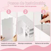 Organizador de escritorio con cajones diseño inclinado para marcadores acuarelas gran capacidad almacenaje accesorios oficina estudio material escolar - Blanco - Ver 5