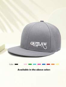 1 件通用“Outlaw”印花嬉皮棒球帽，嘻哈平边棒球帽，可调节弹性户外太阳帽，适合旅行、度假运动、海滩校园、巡航必备、Y2K 风格、爸爸帽、妈妈帽，最佳万圣节礼物。 - 嘻哈帽 - 查看 1