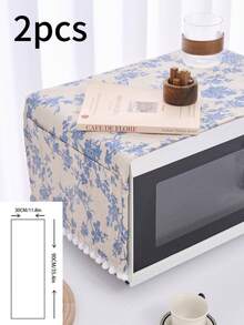 1/2 piezas Elegante cubierta para microondas con estampado de rosas azules y blancas, tela protectora para electrodomésticos de cocina, apta para freidora de aire, horno, decoración del hogar