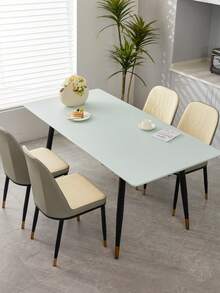 1 Stück wasserdichte Tischdecke, einfarbig, ölfest, luxuriös, für Esszimmertisch, Couchtisch, Schreibtisch, staubdicht, für den Hausgebrauch, orangefarbene Tischdecke - Babyblau - Übersicht 4
