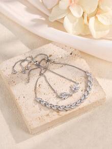 rakol مجموعة سوار أنيقة مكونة من سلسلة عين وشرابة، مناسبة للارتداء اليومي للنساء، الحفلات، الزفاف، هدية عيد الحب، قطعتان