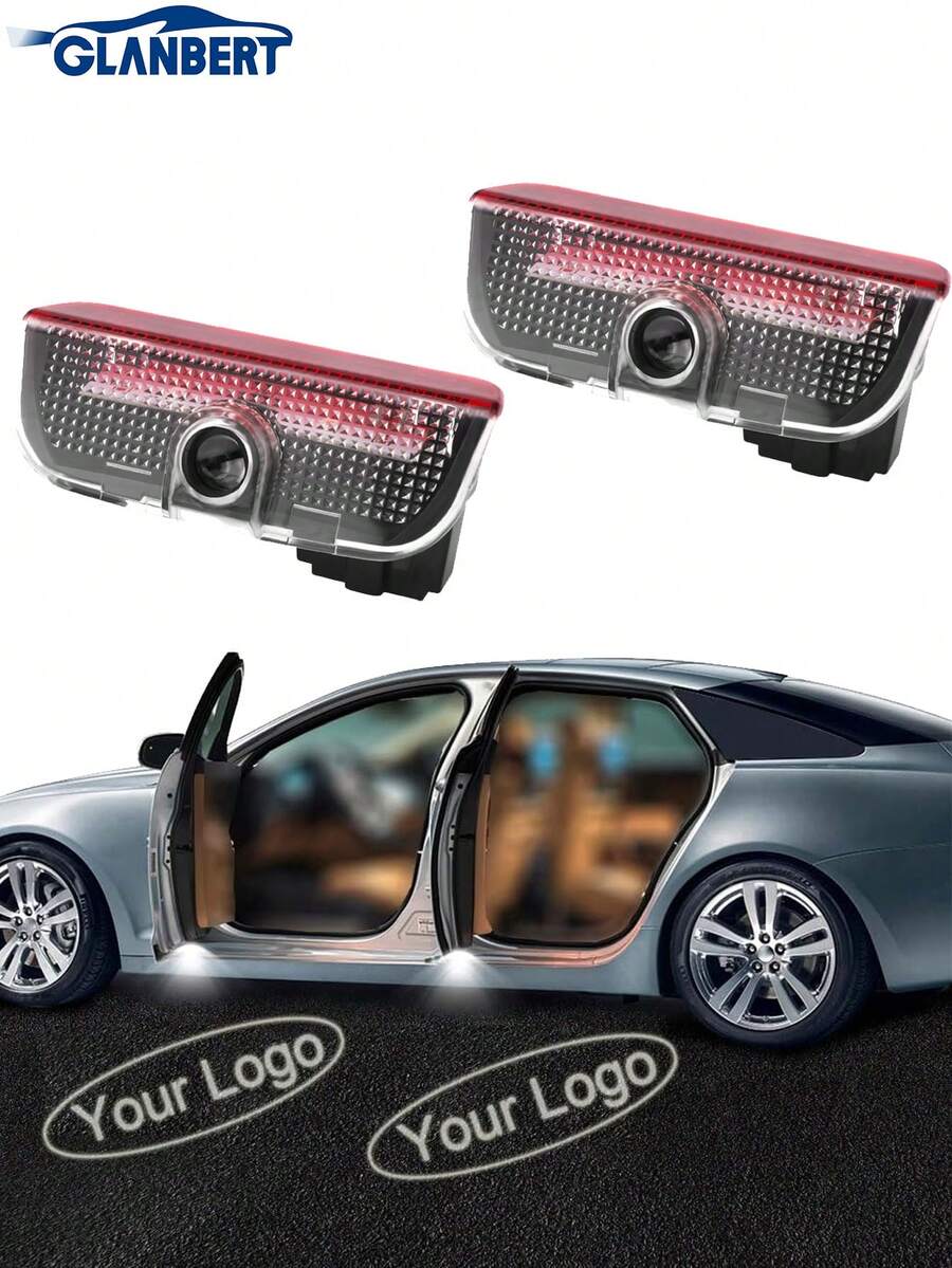 GLANBERT 2 Peças Luzes do Logotipo de Boas-Vindas do Carro Projetor de Logotipo Personalizado da Luz da Porta do Carro Projetor de Luz LED da Porta do Carro Compatível com TIGUAN/Novo VW TOUAREG/ CC/VW Touran /PHIDEON/ VW Sharan/VW Scirocco/ EosVW Magotan/VW Magotan Antigo/VW Golf/VW Sagitar/VW Passat B8 (Bateria Não Incluída)