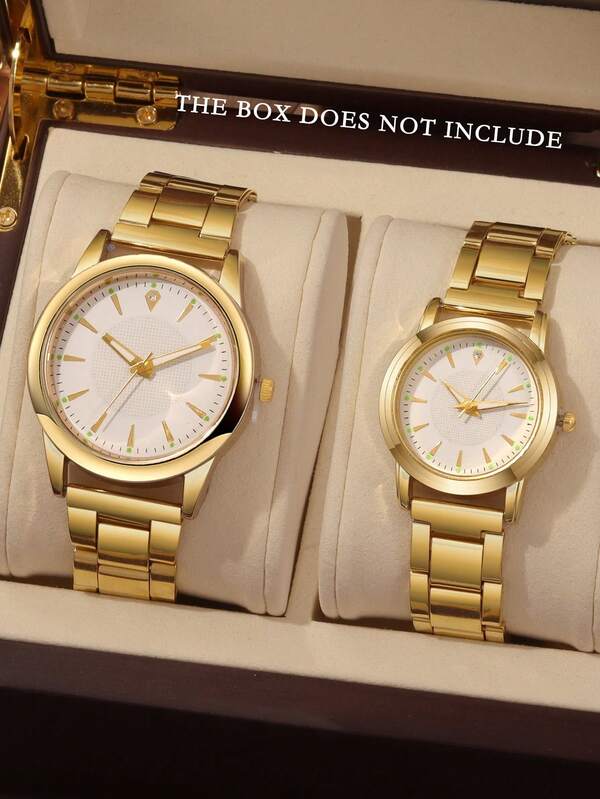 Set de 2 relojes de pareja estilo caballero de negocios, con esfera redonda, correa de acero y movimiento de cuarzo, un set de regalo para parejas adecuado para festivales y uso diario