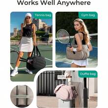 Tennis Gym Bag For Women, Tennis Bag Holds 2 Rackets With Shoe Compartment & Wet Pocket, Sports Duffle Bags Fits Up To 15.6" Laptop, Women Overnight Weekend Bag, Custom Tennis Bag Accessories Organizer Gifts - màu đen - Xem 7