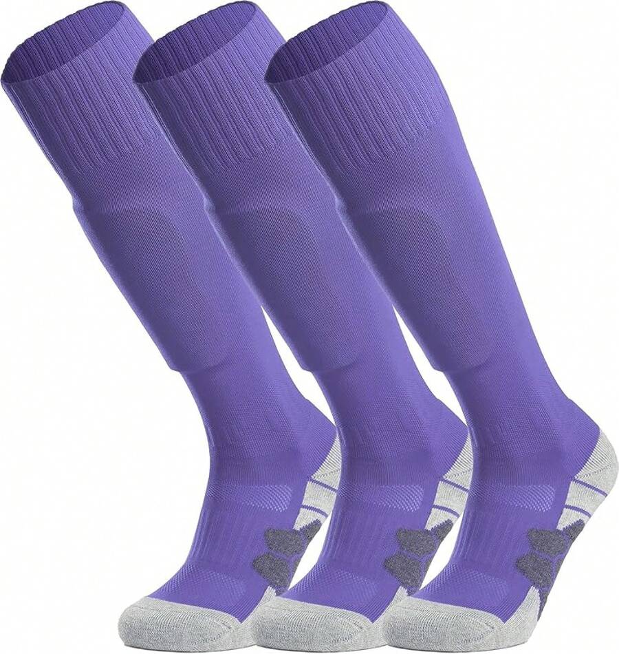 APTESOL Calcetines de fútbol hasta la rodilla - Morado - Ver 1