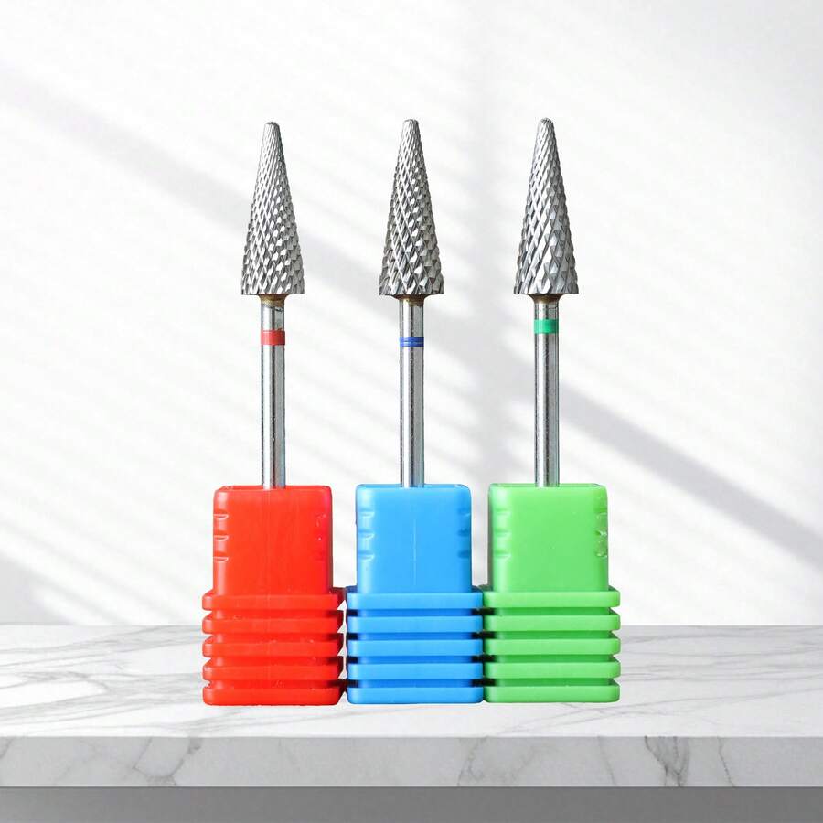 1/3 Mũi khoan móng hình nón chuyên nghiệp 3/32" - Mũi khoan cacbua vonfram đa năng dùng để loại bỏ sơn gel và chăm sóc biểu bì
