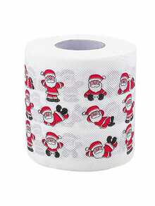 1 rouleau, papier toilette thème de Noël festif - Père Noël, renne et designs d'arbre de Noël mignons et de bandes dessinées, papier hygiénique doux pour la salle de bain, idéal pour les célébrations de Noël et des fêtes, cadeau de fête de Noël, décoration de fête de Noël