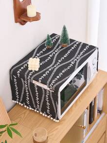 1 件橙色条纹花卉印花微波炉防尘罩，复古乡村风格厨房电器防尘罩，适合日常使用、节日、厨房用具、小家电、空气炸锅、烤箱，四季皆宜 - 彩色 - 查看 11