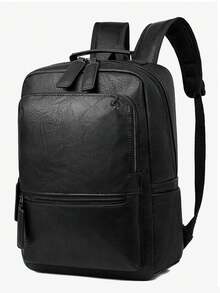 Mochila de hombre de unicolor de moda con gran capacidad y mochila de negocios sencilla para viajes de negocios, viajes de oficina, viajes de ida y vuelta, mochila juvenil con múltiples bolsillos