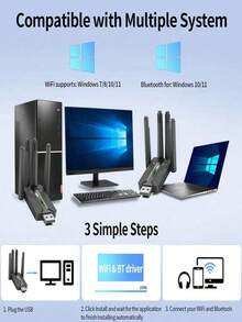 Driver-Free Wireless Network Card, WiFi6 High-Speed 5G Dual-Band USB Computer Receiver