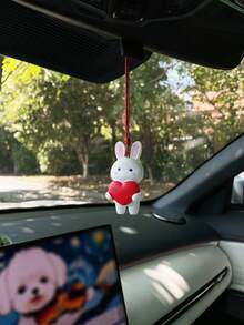 Mặt dây chuyền hình thỏ trái tim dễ thương trang trí gương chiếu hậu xe hơi. - A - Xem 2