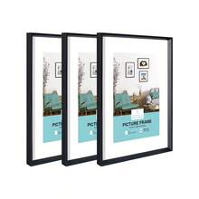 HIMEETIME 1/2/3件装，12x16英寸/30x40厘米铝合金相框，8x10英寸/20x25厘米壁挂/桌面相框，A3简约经典金属线条斜角3D相框，A4 3D证书框，优质金属拉丝纹理，高清亚克力，可竖放或横放 - 彩色 - 查看 13