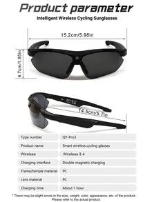 1pc Smart Glasses New Black Technology Wireless Headphones For Men And Women Outdoor Cycling Sports Navigation Voice Listening To Music Calling Voice Assistant Wake Up Remote Control Photography Apple Android Mobile Phone Universal Anti-Ultraviolet Sun Sunglasses Suitable For A Variety Of Face Shapes