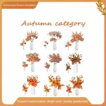 Thanksgiving Artificial Branches Fake Pumpkin Maple Leaves Stem For Vase Table Centerpieces Home Holiday Party Decor, Recommended For The Start Of School Season, Essential For Christmas And Halloween, With A Unique Style And Convenient Practicality. - Yellow - View 4