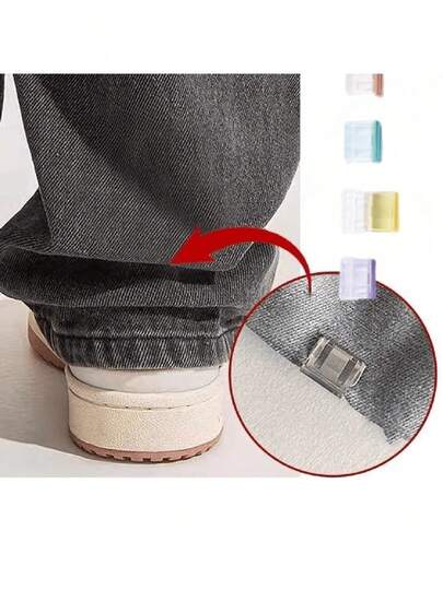 1/4/12pcs Shorten The Pants Legs With Invisible Fixing Clips, Prevent Dragging At The Bottom Of The Pants Legs, Hide The Buckle Leg Closure Device Without Seams, Prevent Pants Legs From Dragging The Floor, Suitable For Jeans And Pants, Waterproof, Portable
