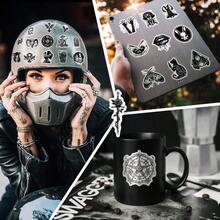 50pcs Gothic Punk Style Waterproof Stickers In Black & White - Durable, Reusable Vinyl Decals With Intricate Skulls, Roses, Cats & More For Laptops, Helmets, Mugs & DIY Projects, Skull Stickers For Vehicles Waterproof