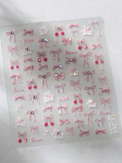 Luxury Crystal Diamond Nail Art Stickers New Technology 3D Nail Stickers Relief Bow Back Adhesive Nail Decoration Stickers Decals Press On Nails Stick It On Your Nails, Apply A Layer Of Clear Nail Polish Or Top Coat On The Surface, And Your Nails Will Look More Beautiful And The Nail Stickers Will Last Longer.