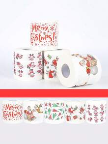 1 rouleau, papier toilette thème de Noël festif - Père Noël, renne et designs d'arbre de Noël mignons et de bandes dessinées, papier hygiénique doux pour la salle de bain, idéal pour les célébrations de Noël et des fêtes, cadeau de fête de Noël, décoration de fête de Noël