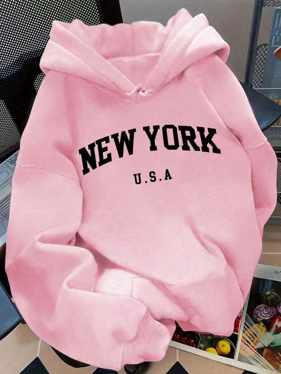 Hoodies For WomenWomen's Casual Loose Fit Turtle Print Drop Shoulder Long Sleeve Hoodie Sweatshirt, Autumn, ChristmasLoose And Comfortableed Hardy Clothes - 粉色 - 查看 1