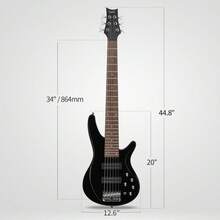 Glarry 44" Right Handed Electric Bass Guitar Basswood Fingerboard Black - màu đen - Xem 2