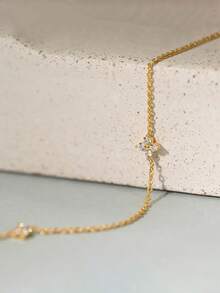 1pc Women's Fashionable Delicate Four-Leaf Clover Zirconia Stainless Steel Necklace, Suitable For Daily Wear, Parties, Gatherings, Mother's Day Gift