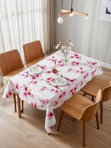 1 szt. obrus z PVC z nadrukiem kwiatu wiśni – wodoodporny, olejoodporny, plamoodporny, prostokątny obrus do jadalni, kuchni, na imprezę, piknik na świeżym powietrzu – dekoracja bez zagnieceń, łatwa w czyszczeniu
