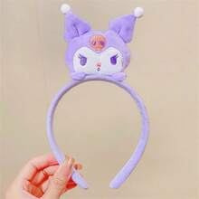 Sanrio Serre-tête doux et Sanrio Kuromi My Melody, serre-tête en peluche d'anime mignon de style princesse avec accessoires. Fournitures pour dortoir et salle de bain, idéal pour les cadeaux d'anniversaire, Halloween, Noël. Accessoires pour cheveux.