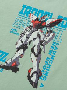 Balabala Camiseta de manga larga para niños 2025 Primavera/Otoño Nuevo estampado de mecánica - verde amarillo - Ver 6