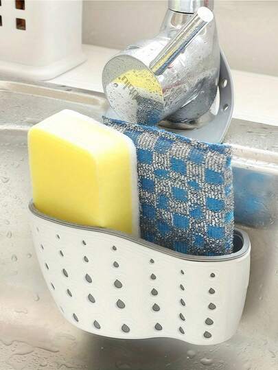 1pc Adjustable Kitchen Sink Organizer - Soap & Sponge Holder With Suction Cups, Double-Layer Storage Basket For Efficient Drainage
