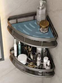 2pcs No-Drill Bathroom Storage Rack, Wall-Mounted Organizer For Bathroom, Vanity, Toilet