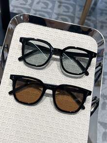 1 件/2 件/3 件/8 件女士时尚方形框架黑色铆钉太阳镜，百搭女士大框太阳镜，适合圣诞节、旅行、户外、骑行、舞台表演、派对