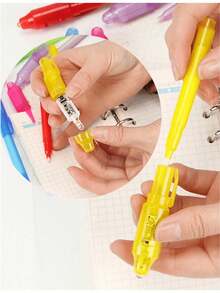 12pcs Random Color Invisible Ink Marker Pen With LED UV Light, Ballpoint Pen For Secret Message, Game Gift, Calligraphy Pen, UV Party Gift, Random, Transformable Pen, Gift - Multicolor - View 6