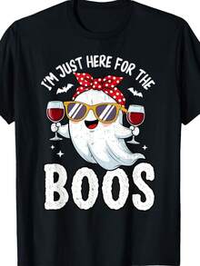 I'm Just Here For The Boos Ghost Halloween Women T-Shirt Camisetas - 黑色3 - 查看 1